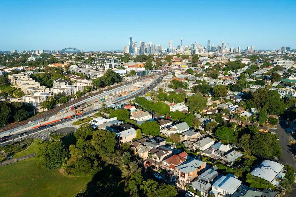 unisq sydney cbd and harbour bridge view from above